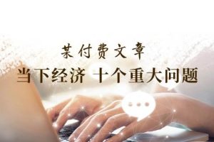 某付費文章《當下經濟 十個重大問題》覆蓋了大家關心的全部經濟類話題
