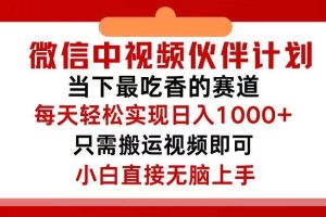 微信中視頻伙伴計劃，僅靠搬運就能輕松實現(xiàn)日入500+，關(guān)鍵操作還簡單，…