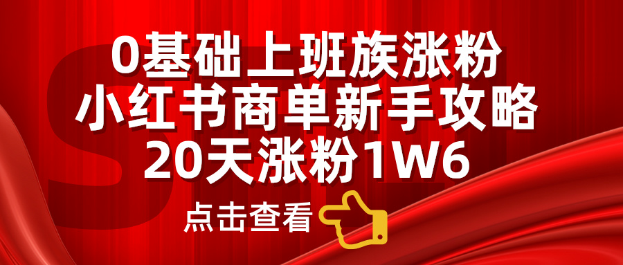 0基礎上班族漲粉，小紅書商單新手攻略，20天漲粉1.6w