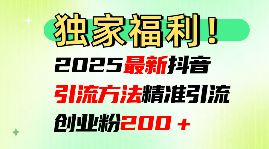 2025最新抖音引流方法每日精準引流創業粉200＋