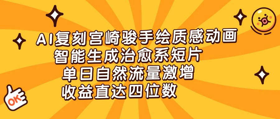AI復刻宮崎駿手繪質感動畫，智能生成治愈系短片，單日自然流量激增，收益直達四位數