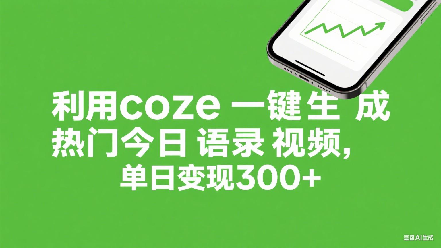 利用coze一鍵生成熱門今日語錄視頻，單日變現300+