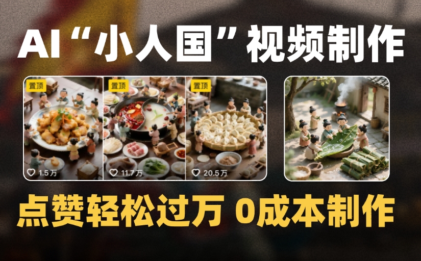 爆款1000W+微縮景觀迷你小人國AI視頻，0成本制作全流程教學(xué)