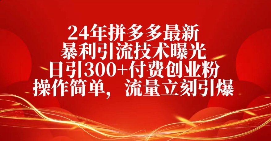 25年拼多多最新暴利引流技術(shù)曝光、日引300+付費(fèi)創(chuàng)業(yè)粉操作簡(jiǎn)單,流量立刻引爆