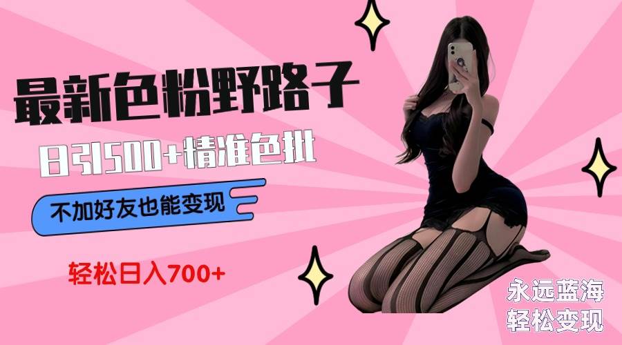 最新色粉變現野路子，日引500+老色批 可不加好友直接變現 小白輕松日入700+