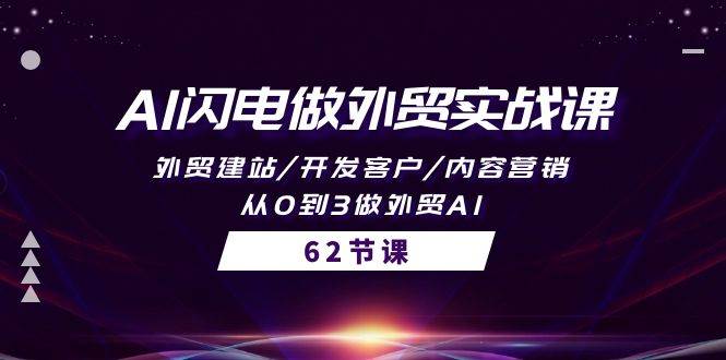 AI閃電做外貿實戰課，外貿建站/開發客戶/內容營銷/從0到3做外貿AI-62節