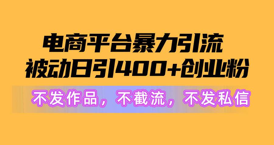 電商平臺暴力引流,被動日引400+創業粉不發作品,不截流,不發私信