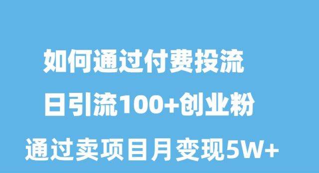 如何通過付費投流日引流100+創(chuàng)業(yè)粉月變現(xiàn)5W+
