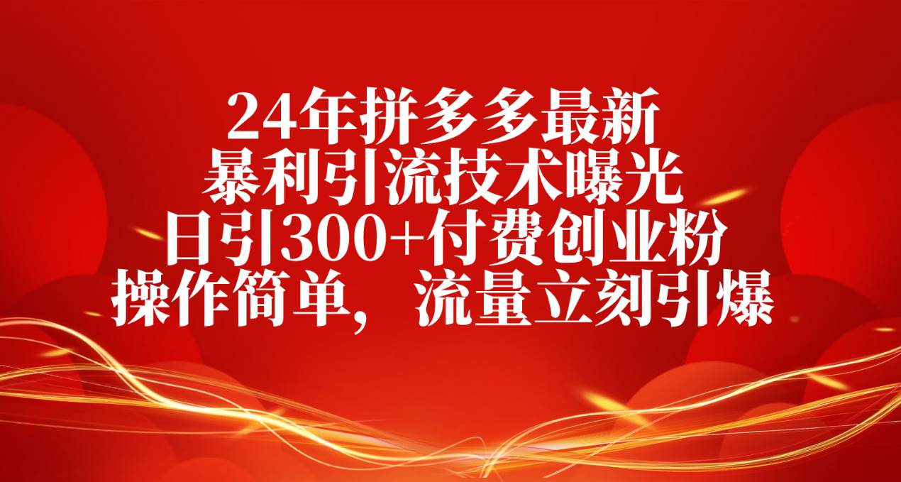 24年拼多多最新暴利引流技術曝光,日引300+付費創業粉,操作簡單,流量…插圖 24年拼多多最新暴利引流技術曝光,日引300+付費創業粉,操作簡單,流量…插圖